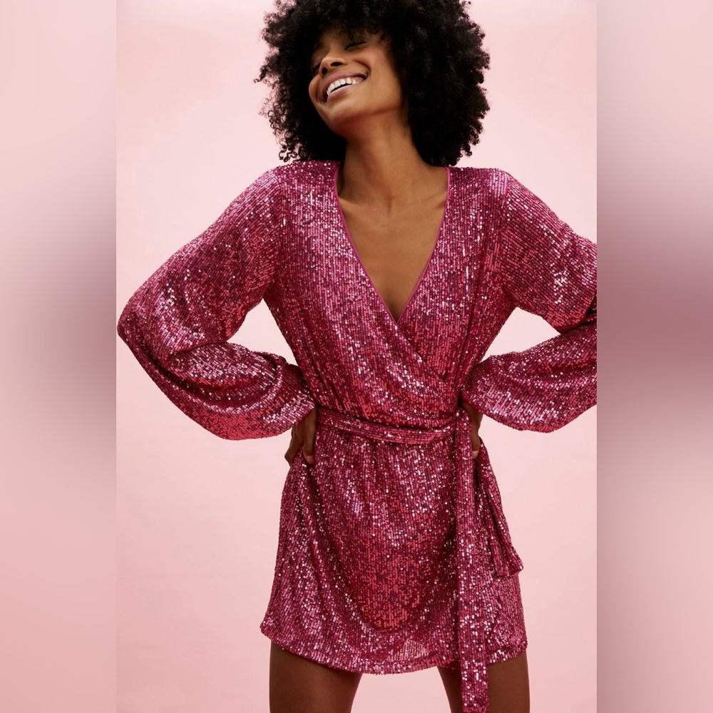 Free People Christa Sequin Romper Pink - Size S